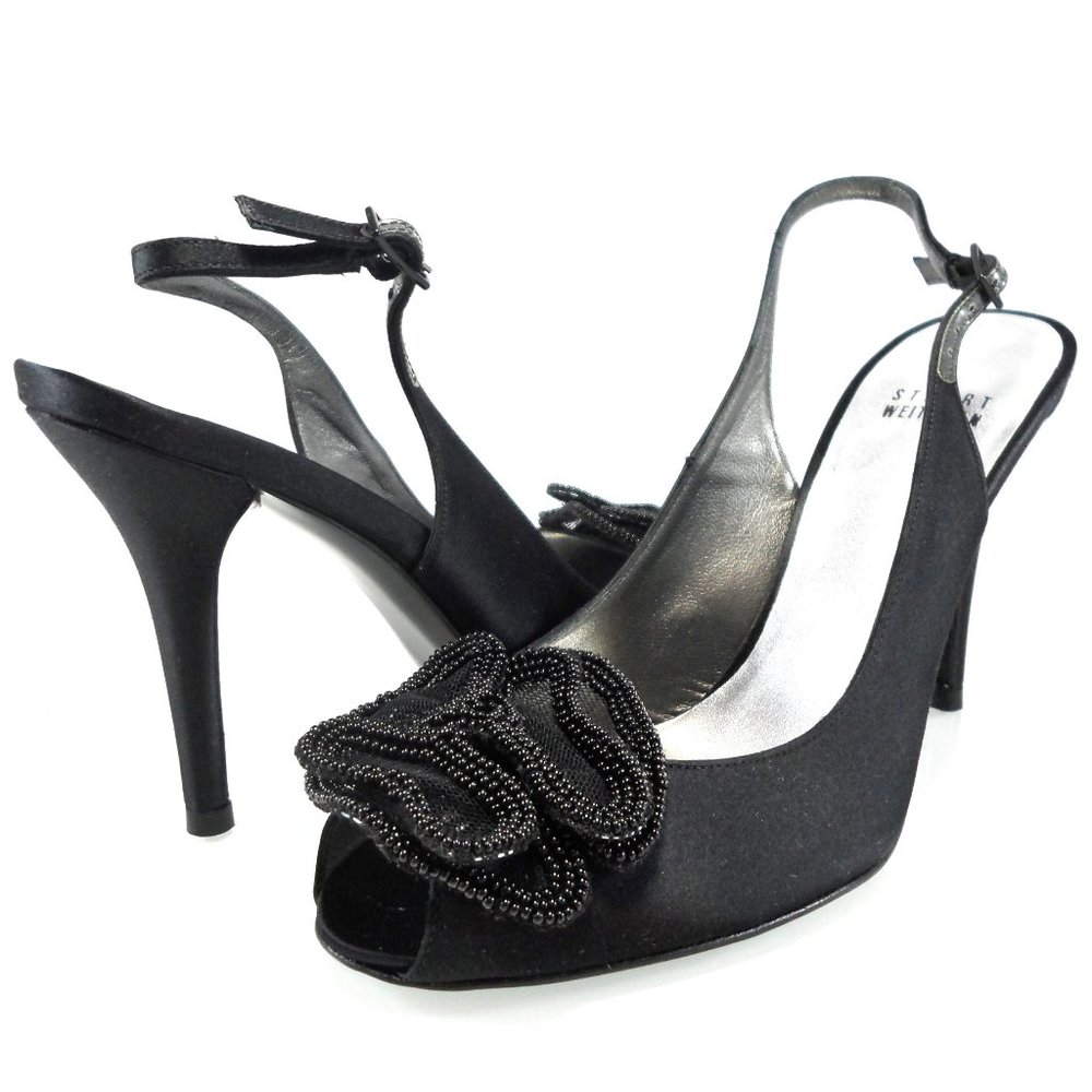 Stuart Weitzman Black Peep Toe Heels